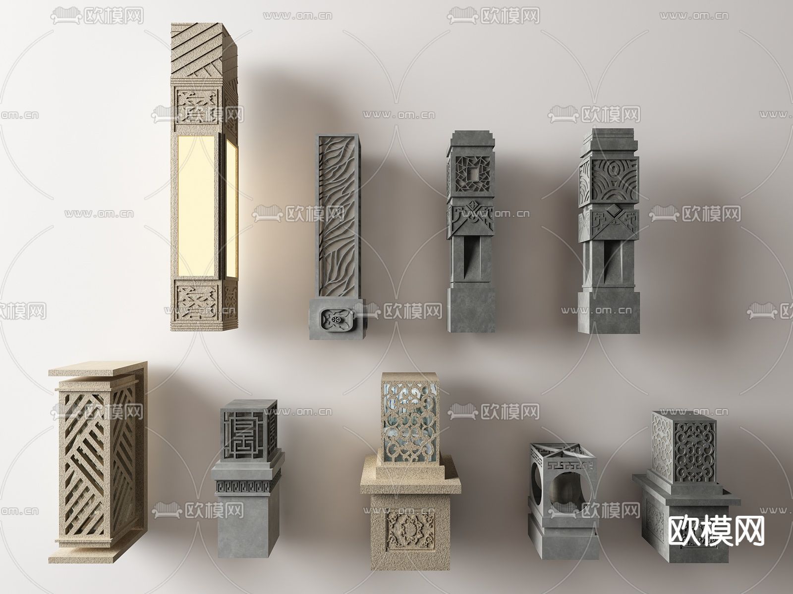 中式景观灯su模型下载（渲染图1）