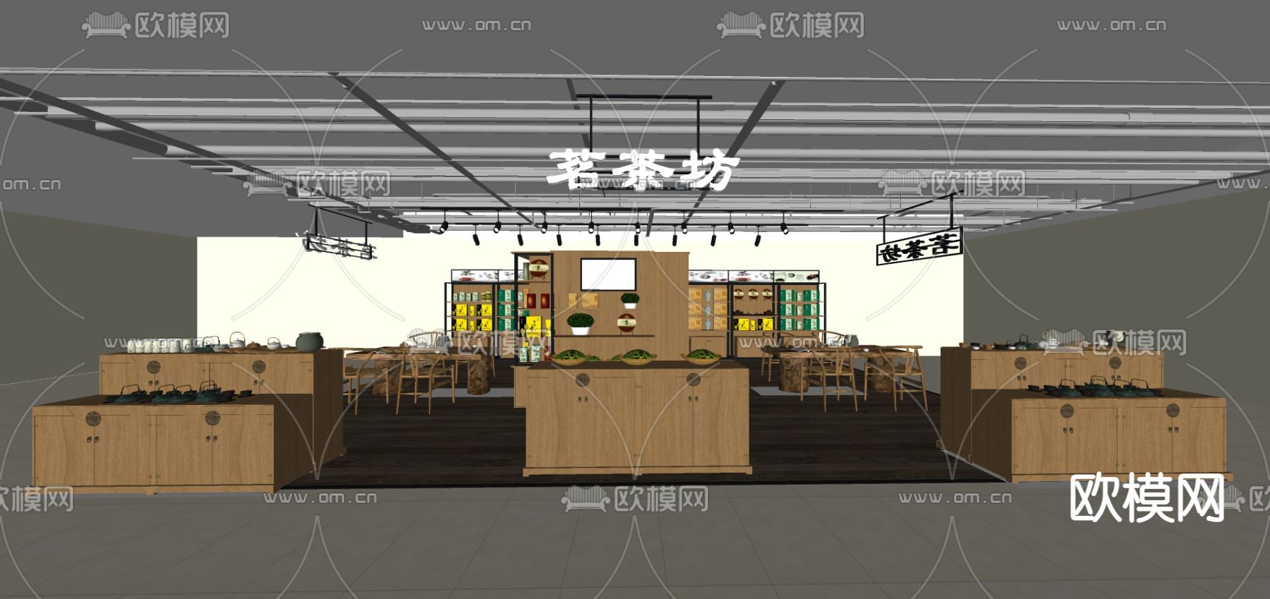 新中式烟酒茶叶店su模型下载
