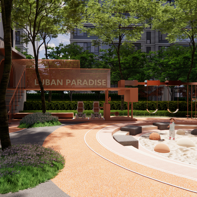  现代儿童乐园su模型 