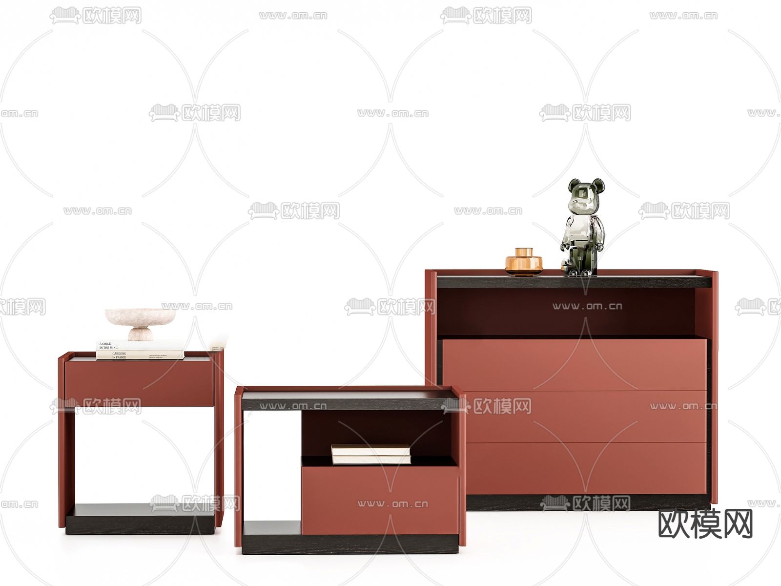 现代床头柜su模型下载