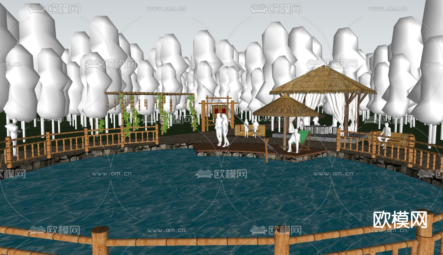 现代竹文化公园景观su模型下载（渲染图3）