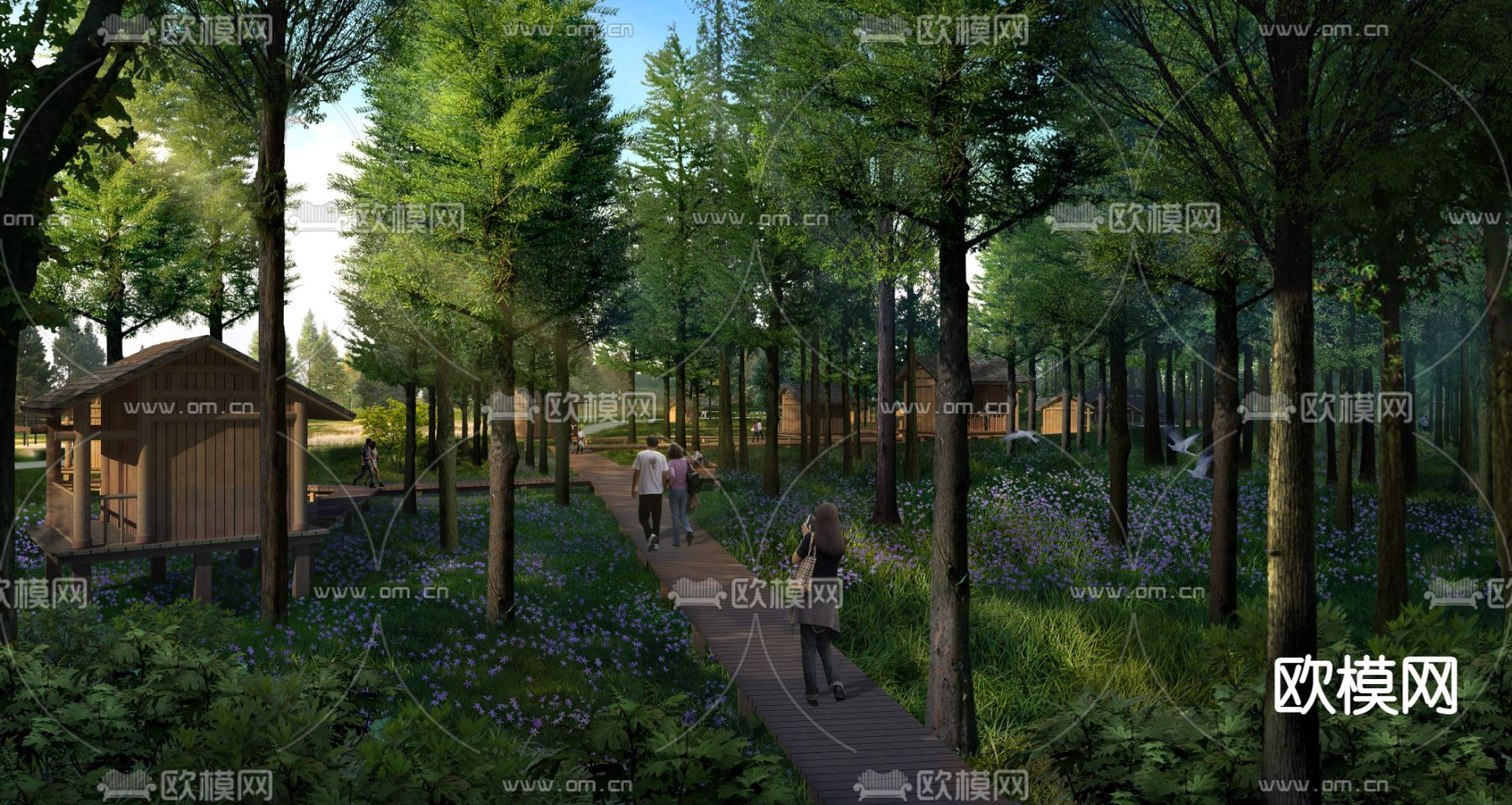 现代森林丛林景观psd下载_ID12061658_3dmax免费模型-欧模网