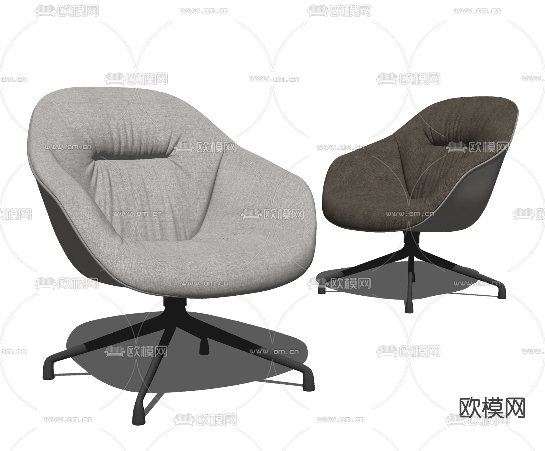 现代啡色布艺休闲椅su模型