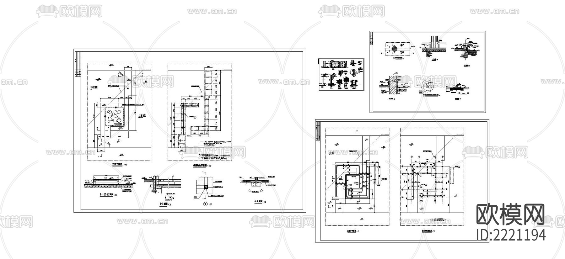 某建筑区H区水帘亭及跌水CAD施工图下载（渲染图4）