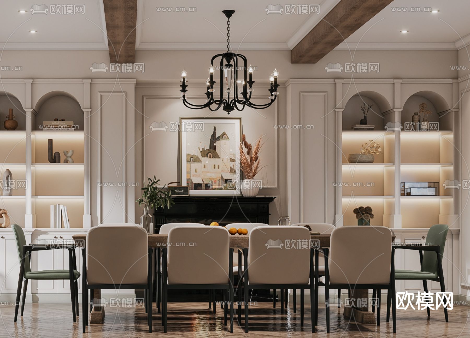 美式办公会议室3d模型下载（渲染图5）