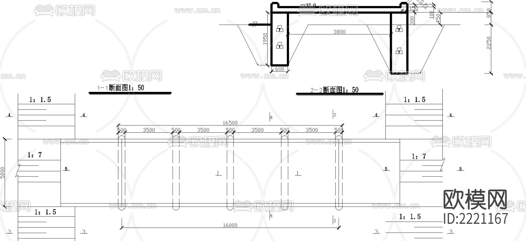 漫水桥cad大样图下载（渲染图2）
