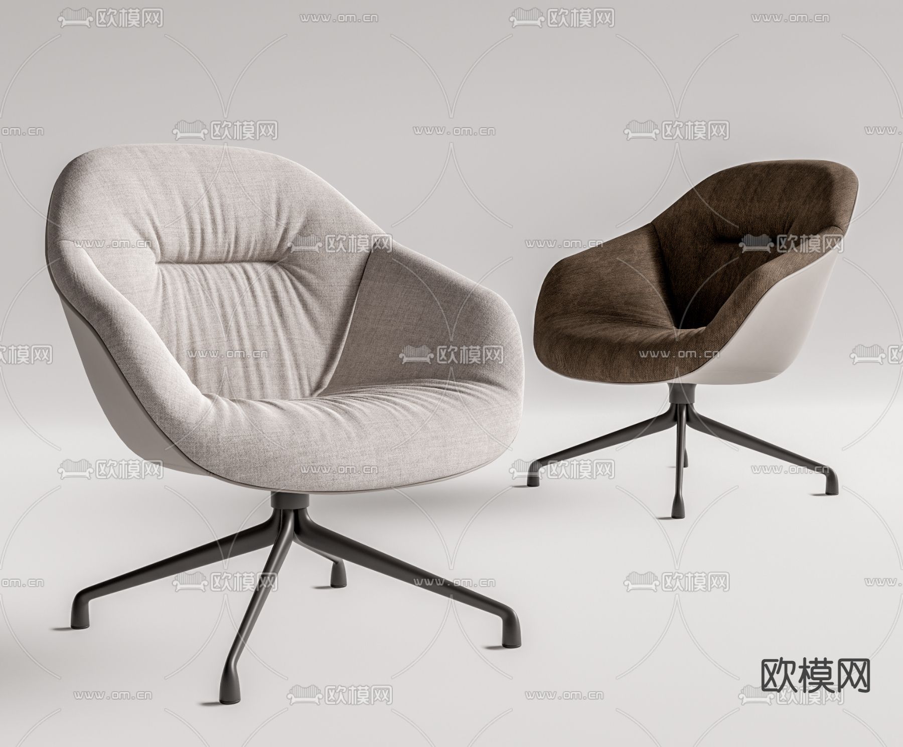 现代啡色布艺休闲椅su模型