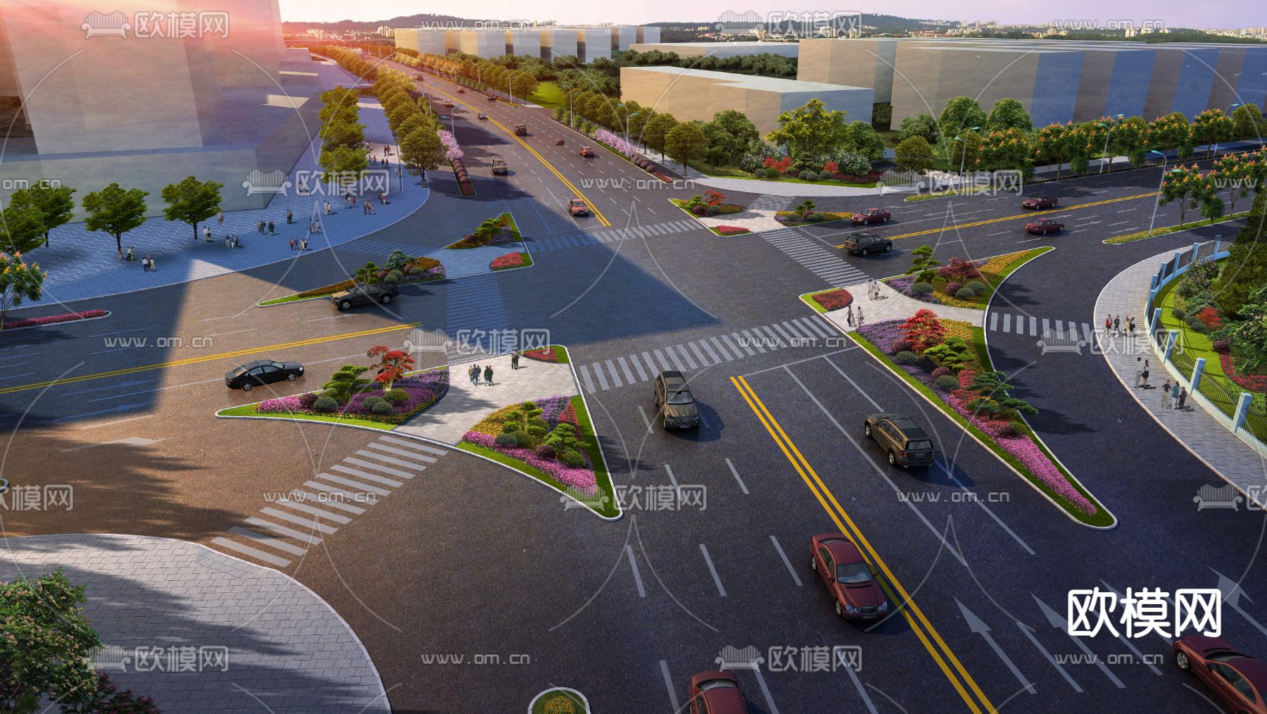 现代道路桥梁景观psd下载