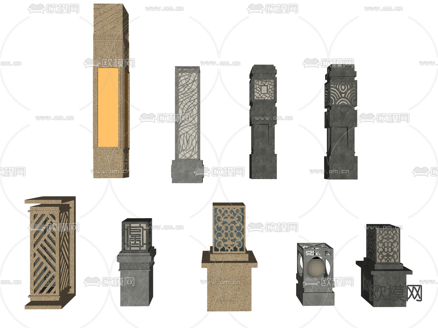 中式景观灯su模型下载（渲染图2）