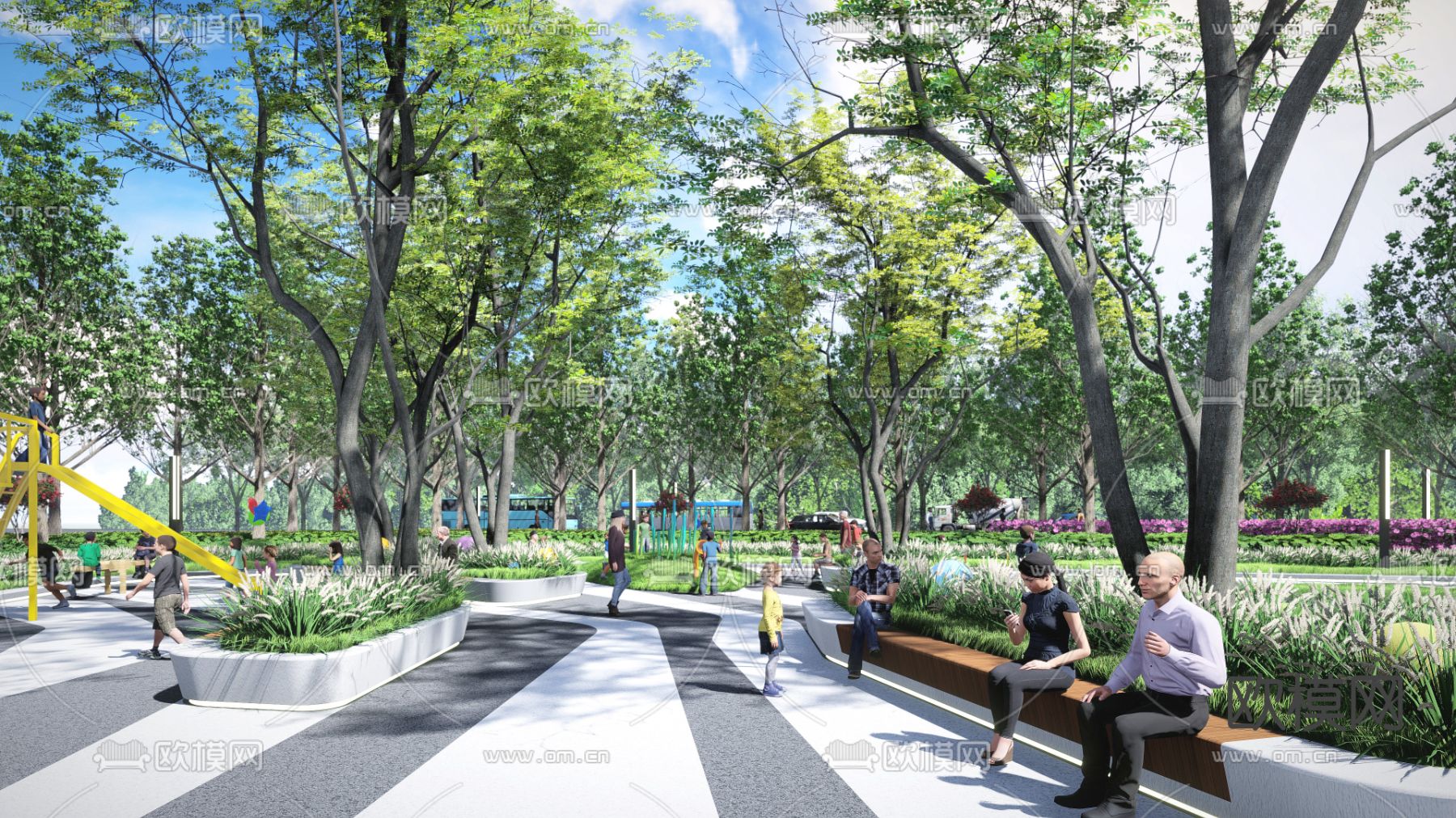 现代公园景观su模型下载（渲染图2）