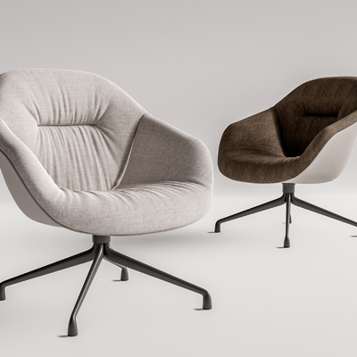 现代啡色布艺休闲椅su模型