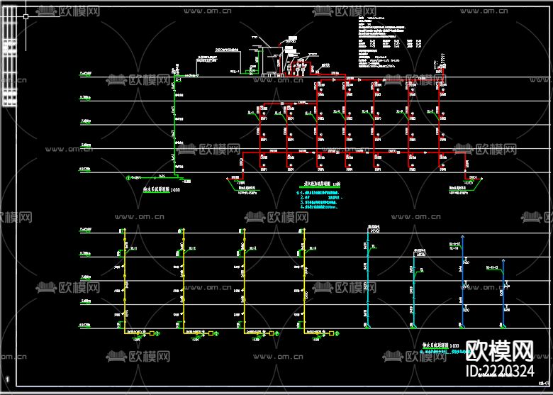 龙集教学楼给排水CAD施工图下载（渲染图4）
