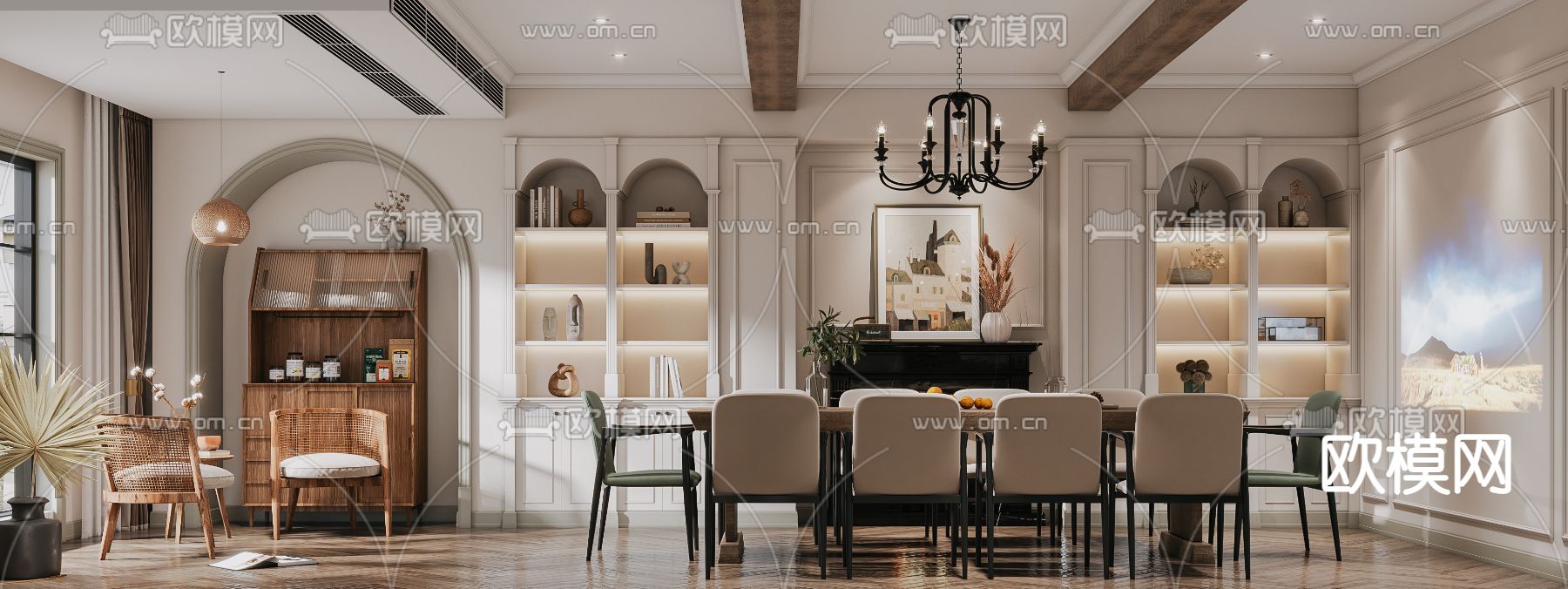美式办公会议室3d模型下载（渲染图3）