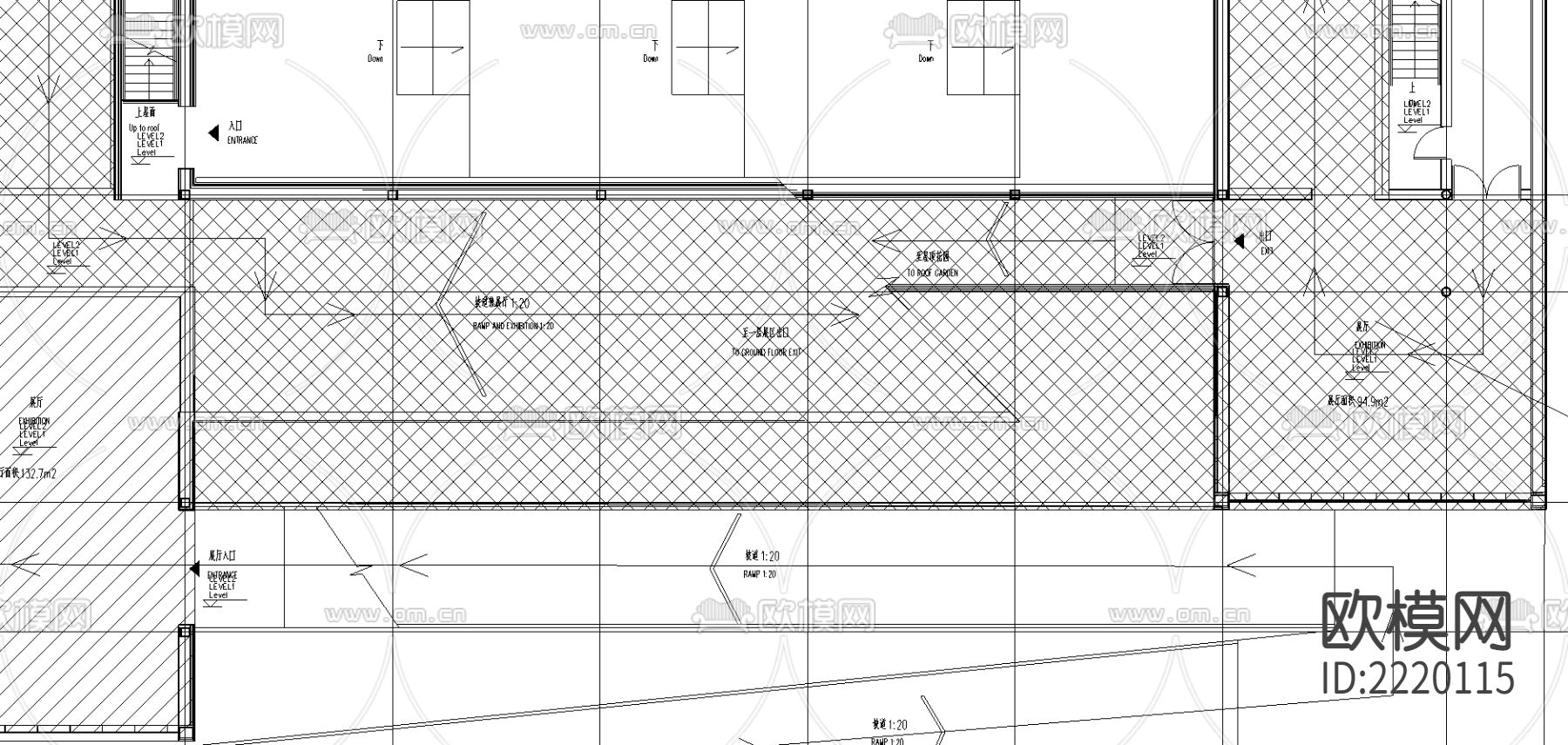 防烟分区CAD大样图下载（渲染图2）