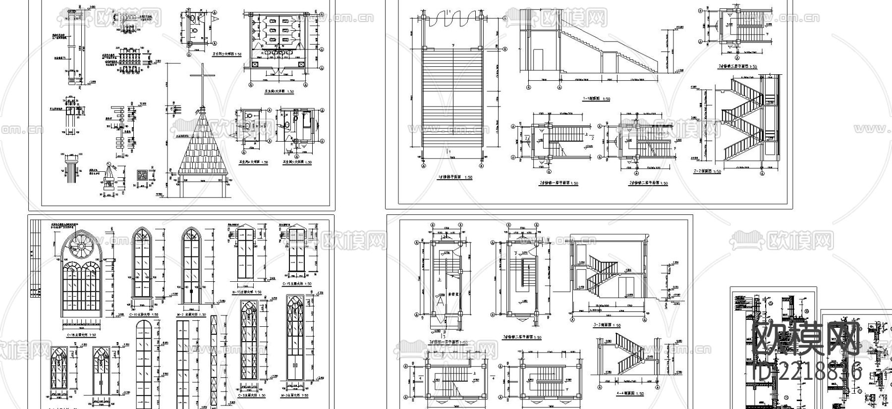 基督教会建筑CAD施工图下载（渲染图3）