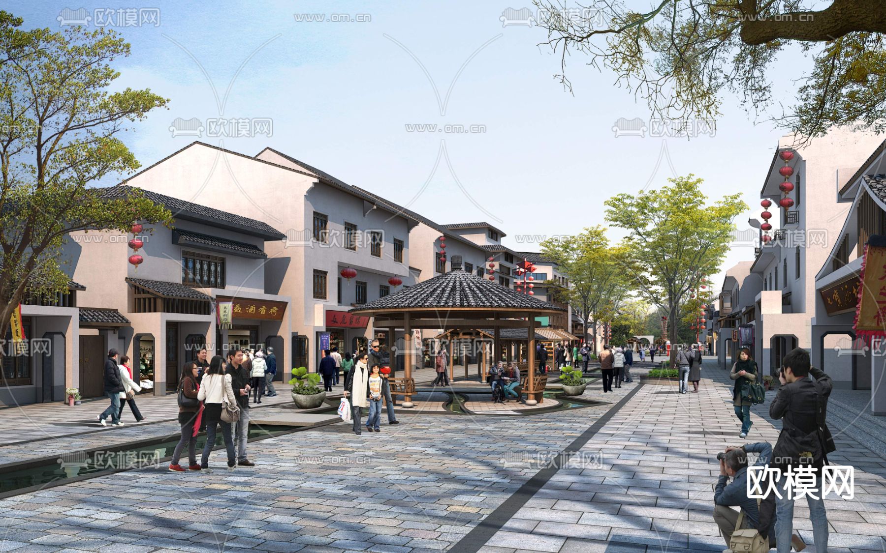 新中式商业沿街景观psd下载