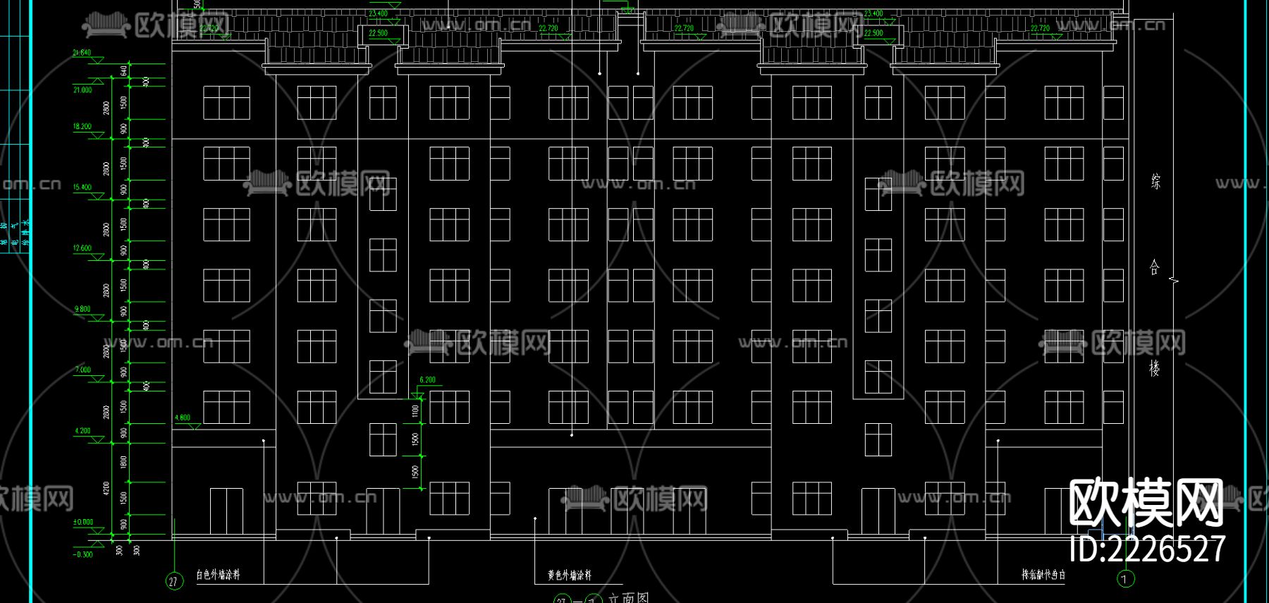 商住楼cad施工图下载（渲染图3）