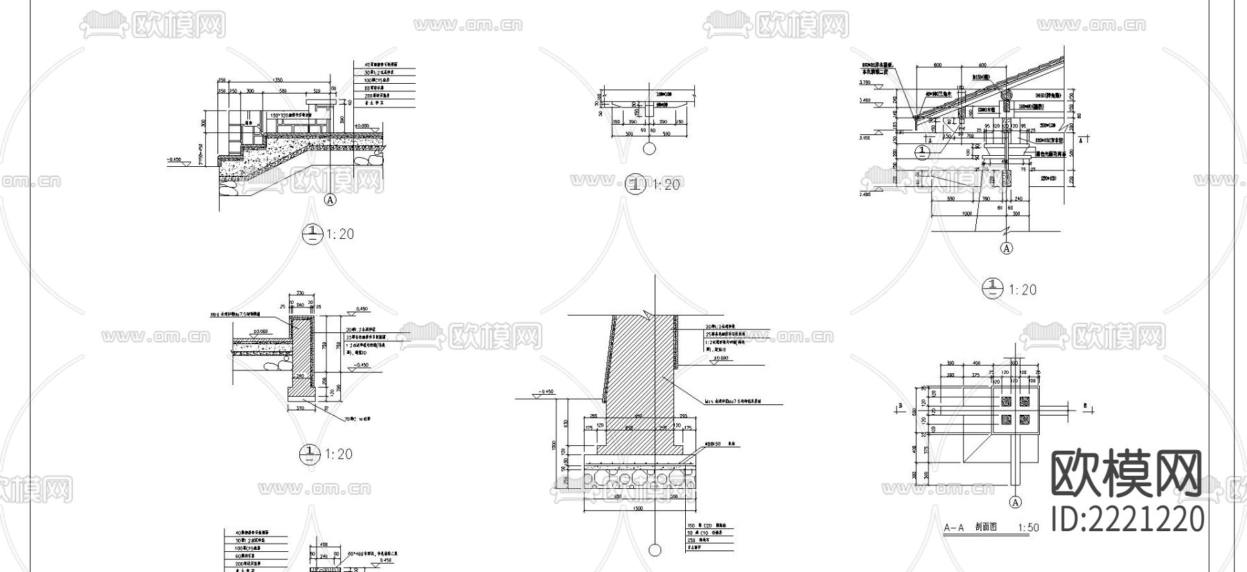 木桥亭cad大样图下载（渲染图4）