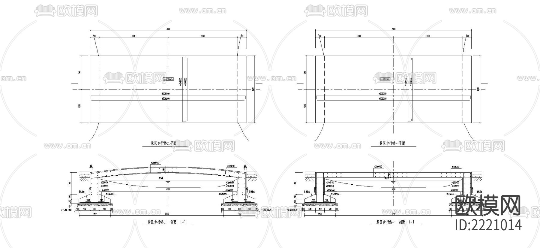步行桥cad大样图下载（渲染图3）