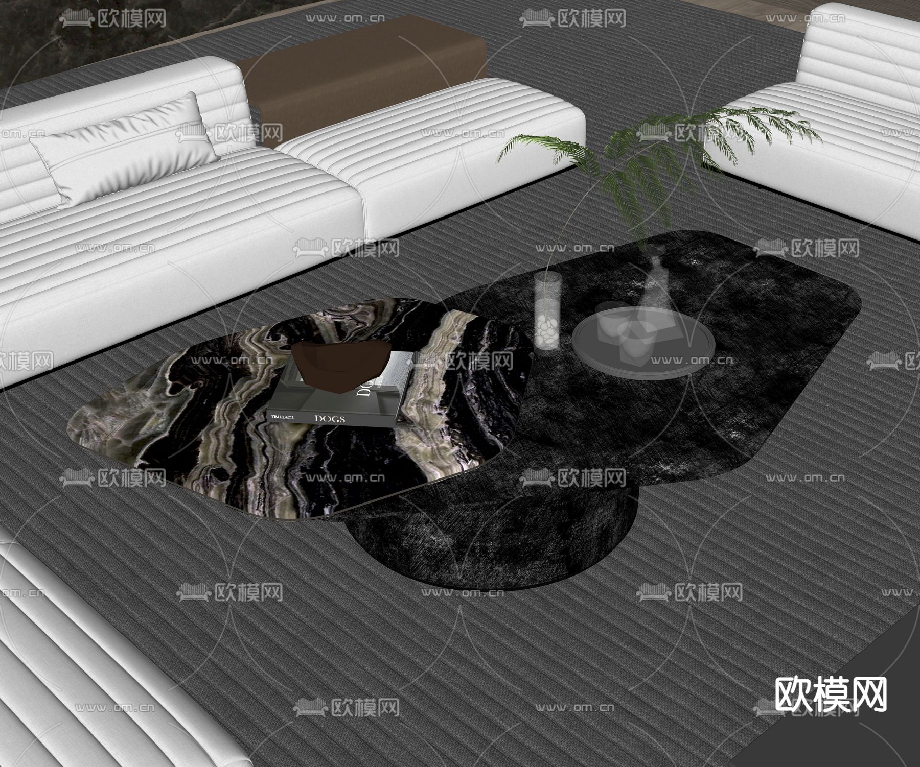 现代轻奢茶几su模型下载（渲染图2）