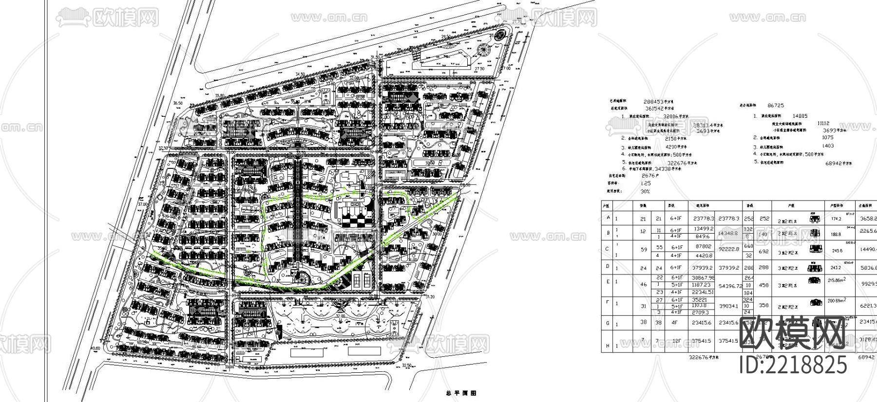会峰山庄总平面CAD施工图下载（渲染图3）