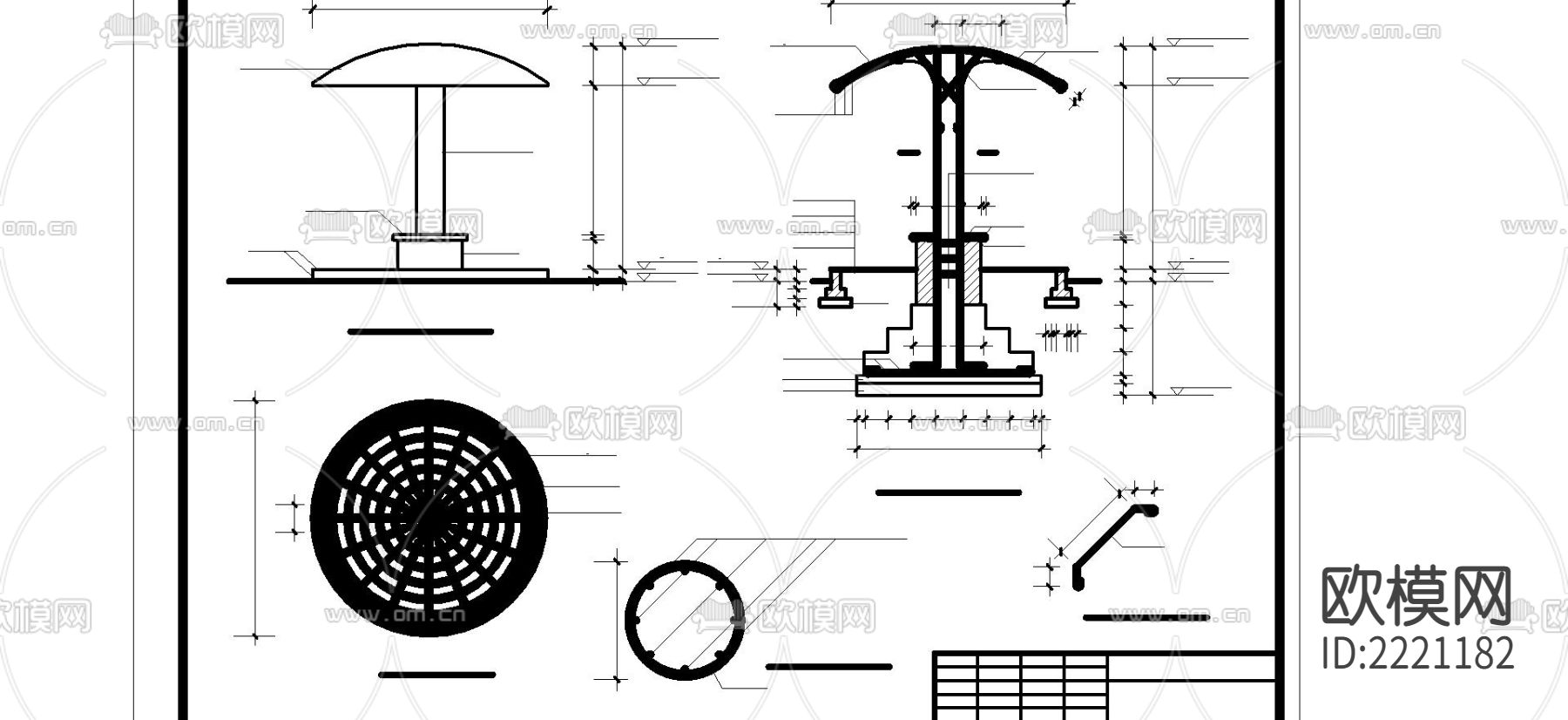 磨菇亭cad大样图下载（渲染图2）