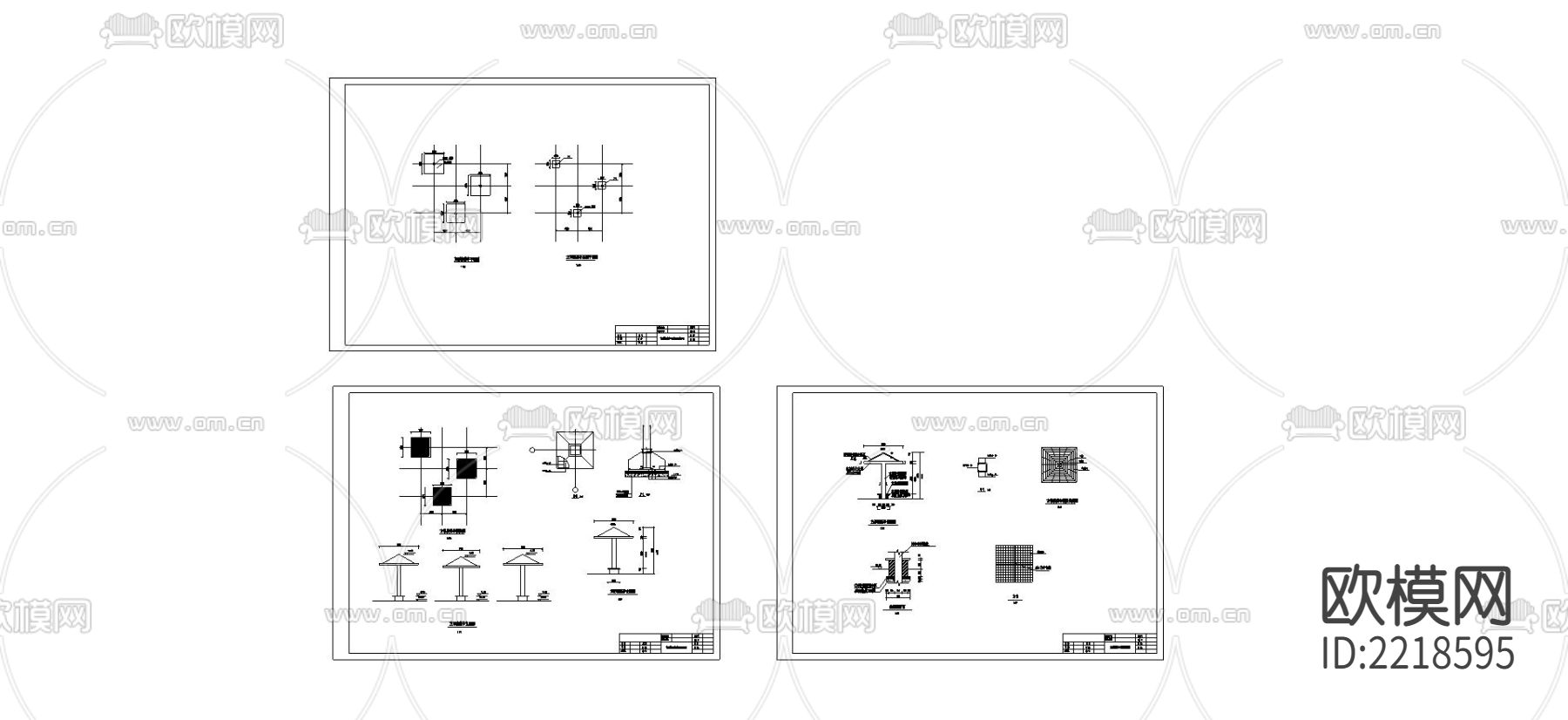 方形磨菇亭CAD节点大样下载（渲染图2）