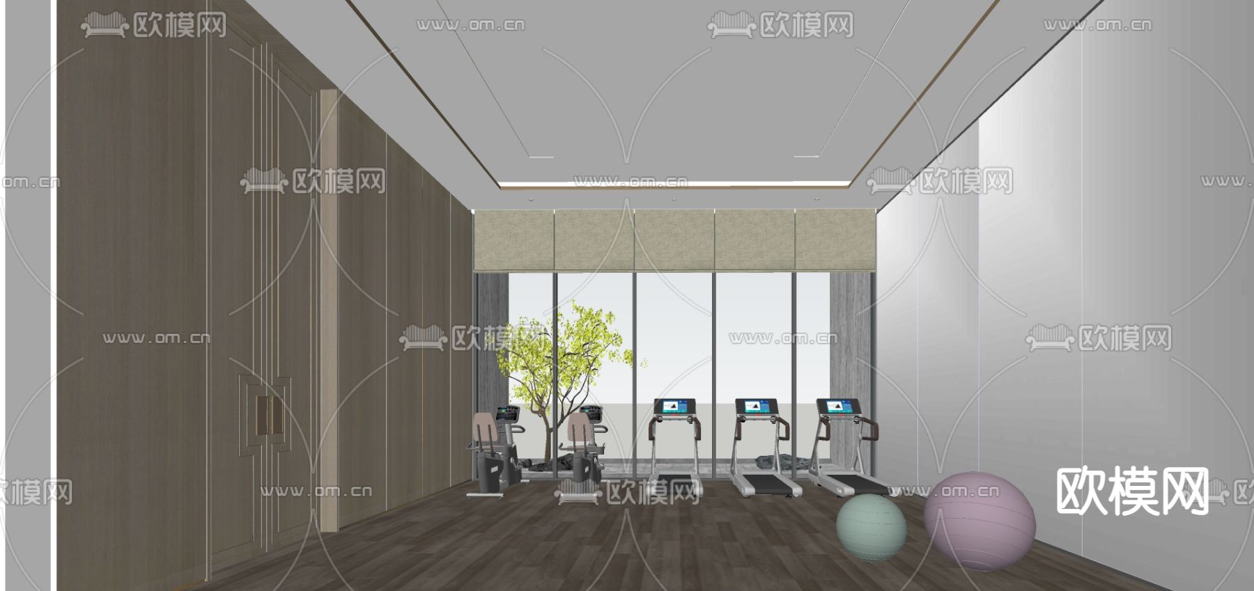 新中式健身房su模型下载