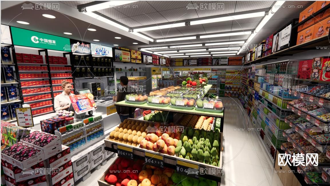 现代超市便利店su模型