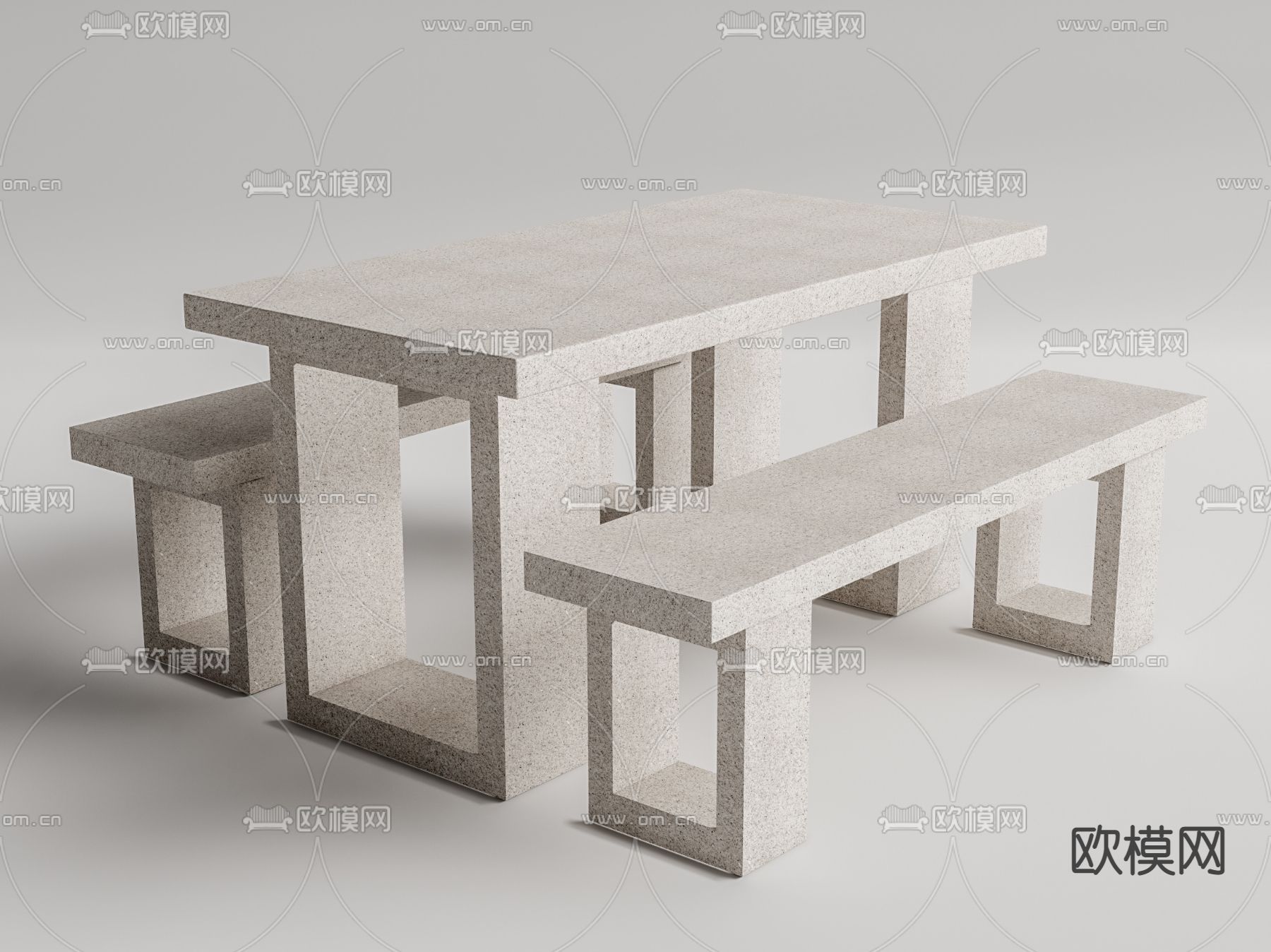 现代户外石桌椅su模型