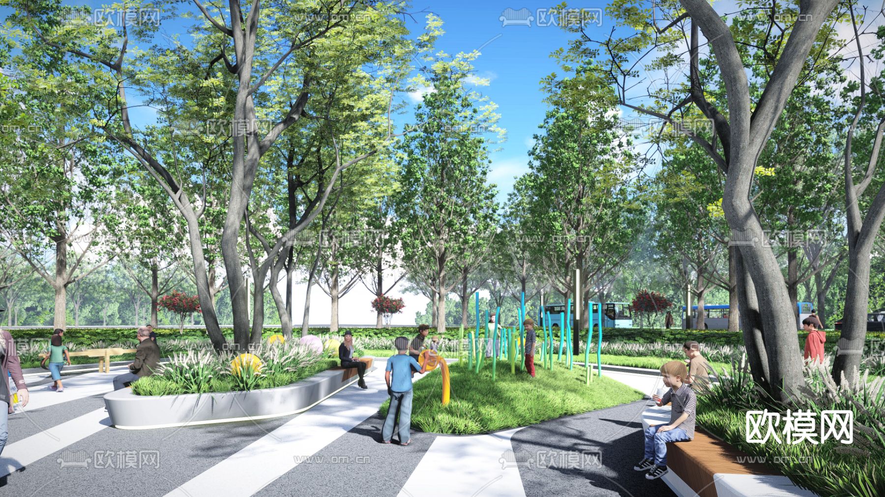 现代公园景观su模型下载（渲染图3）