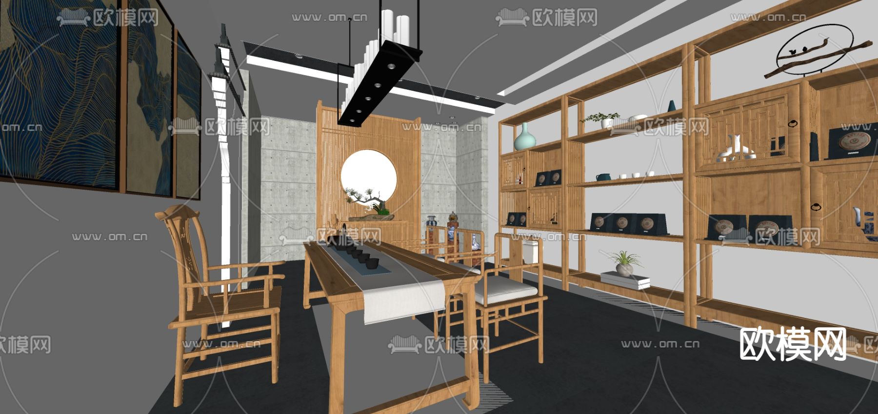 新中式烟酒茶叶店su模型