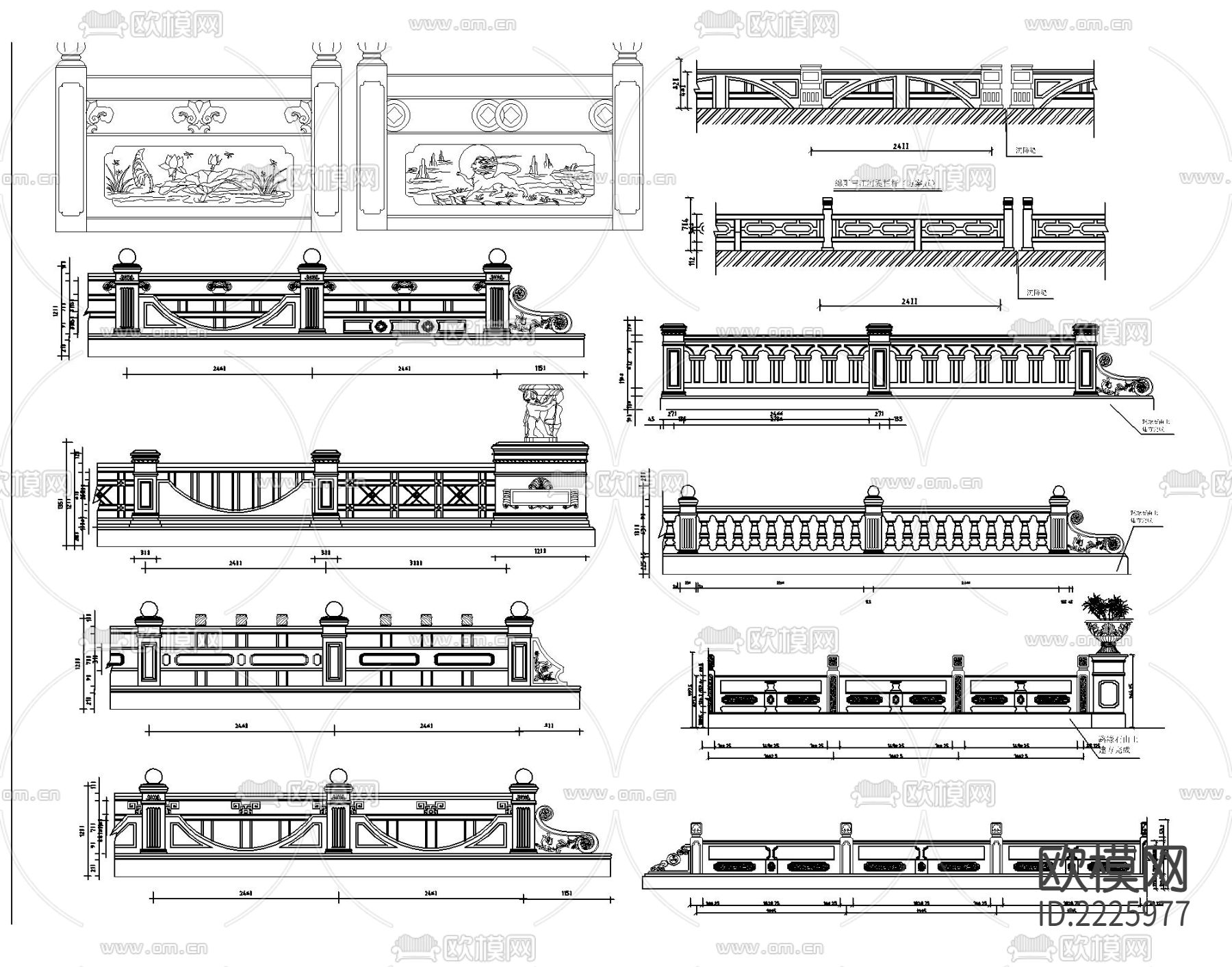 石材护栏cad图库下载（渲染图3）