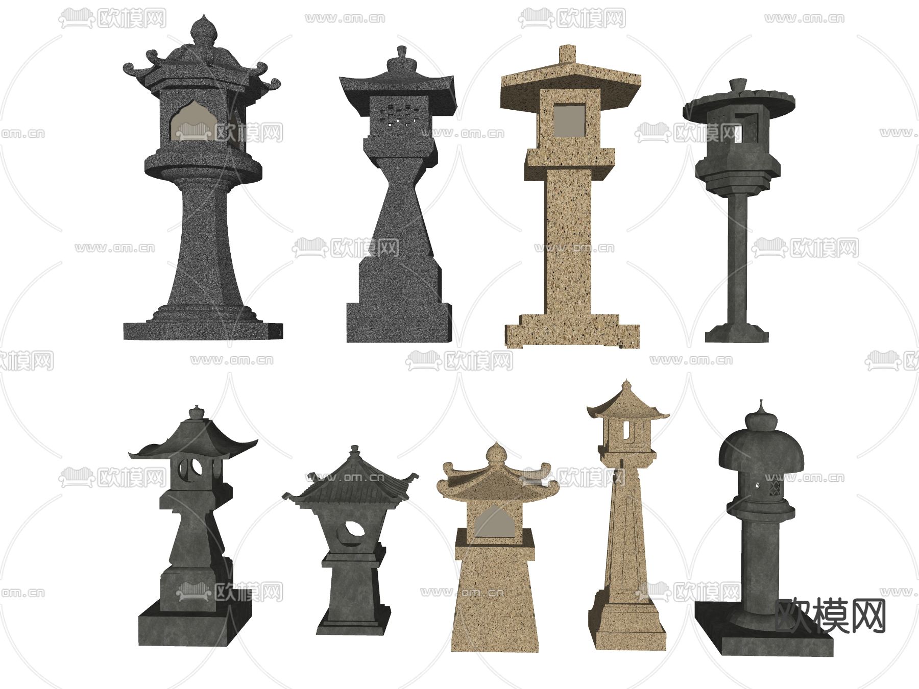 中式景观灯su模型下载（渲染图1）