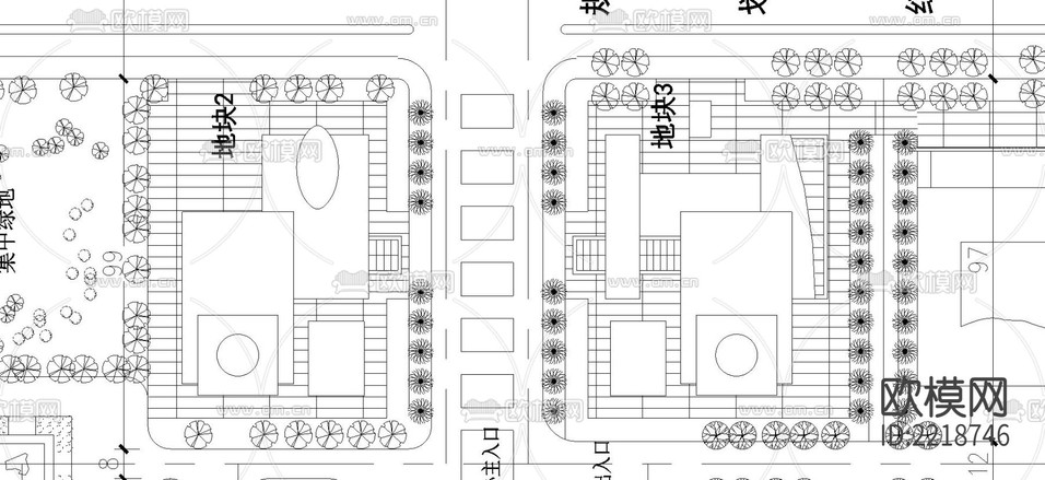 行政中心規(guī)劃總平面CAD施工圖下載(渲染圖1)