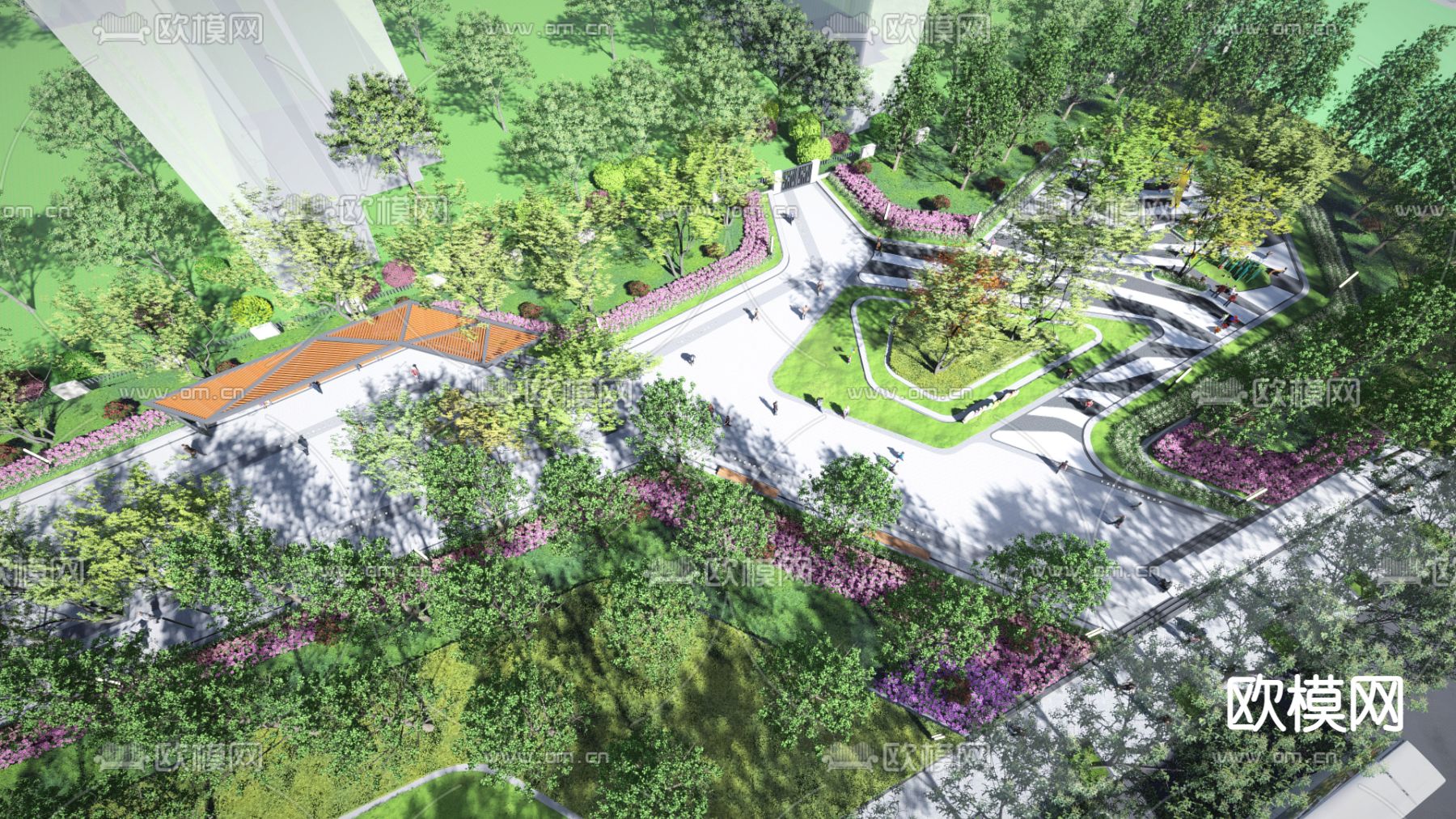 现代公园景观su模型下载（渲染图1）