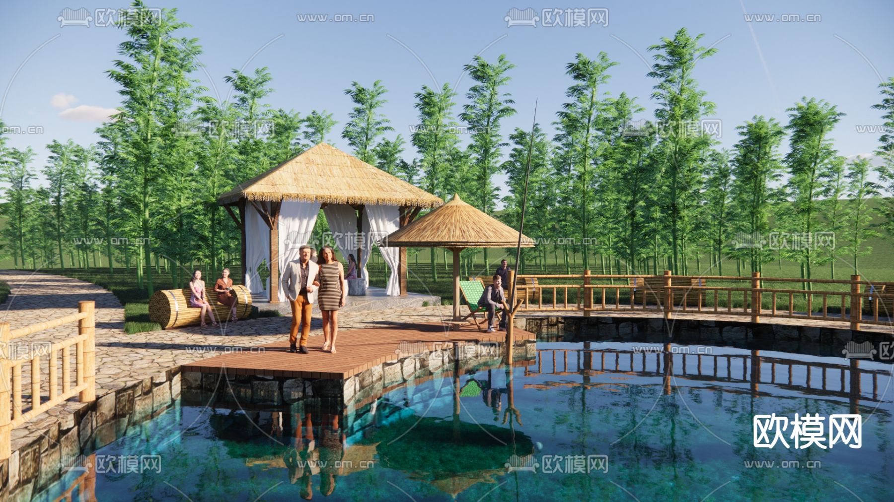 现代竹文化公园景观su模型下载（渲染图1）