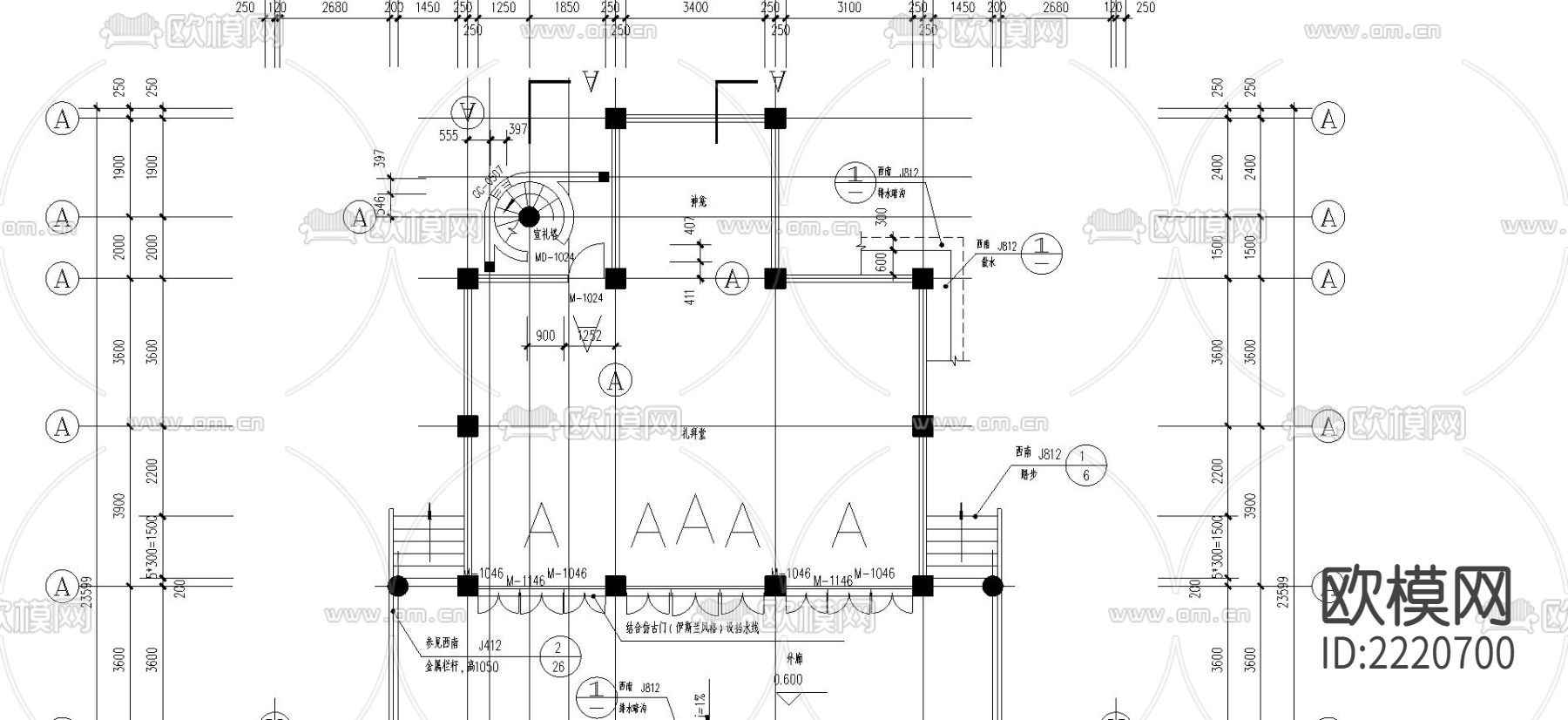 伊斯兰教清真寺CAD施工图下载（渲染图3）