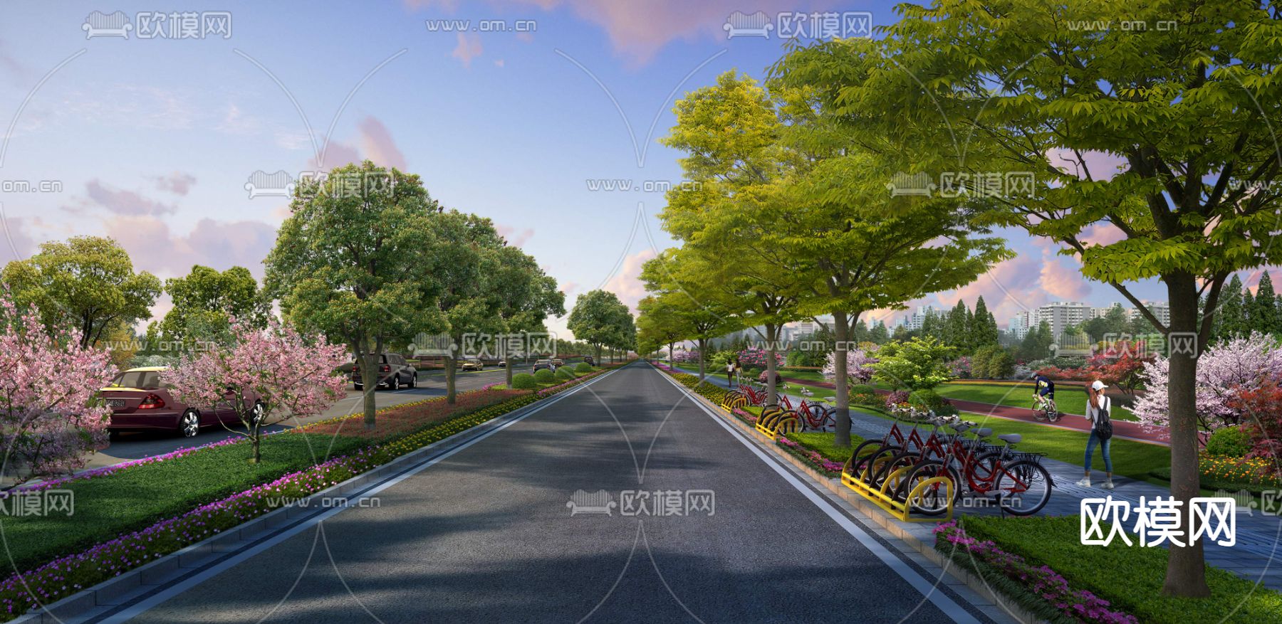 现代道路桥梁景观psd下载