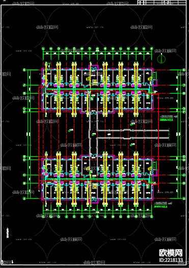 新四军四师军营给排水CAD施工图下载（渲染图4）