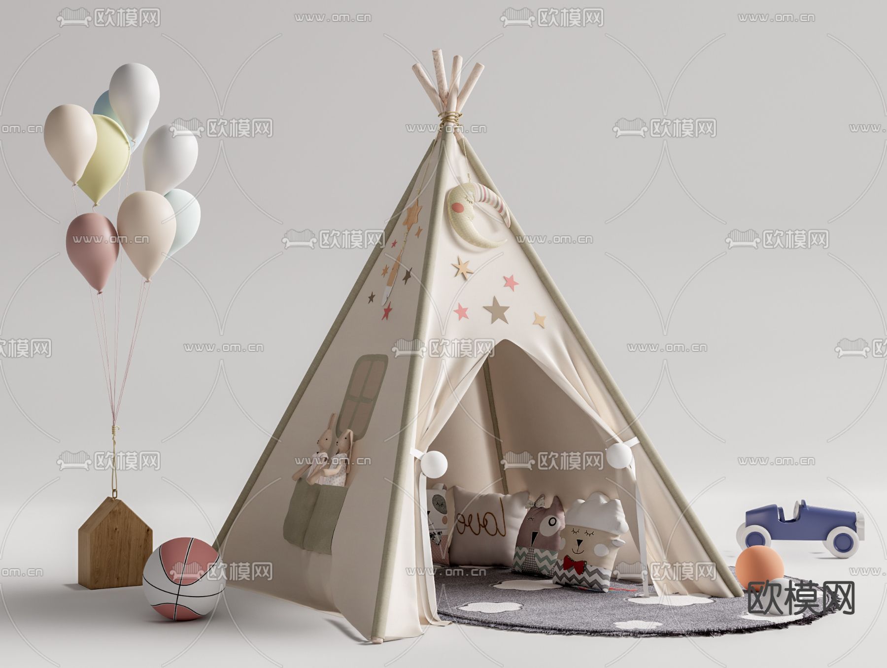 现代儿童帐篷su模型