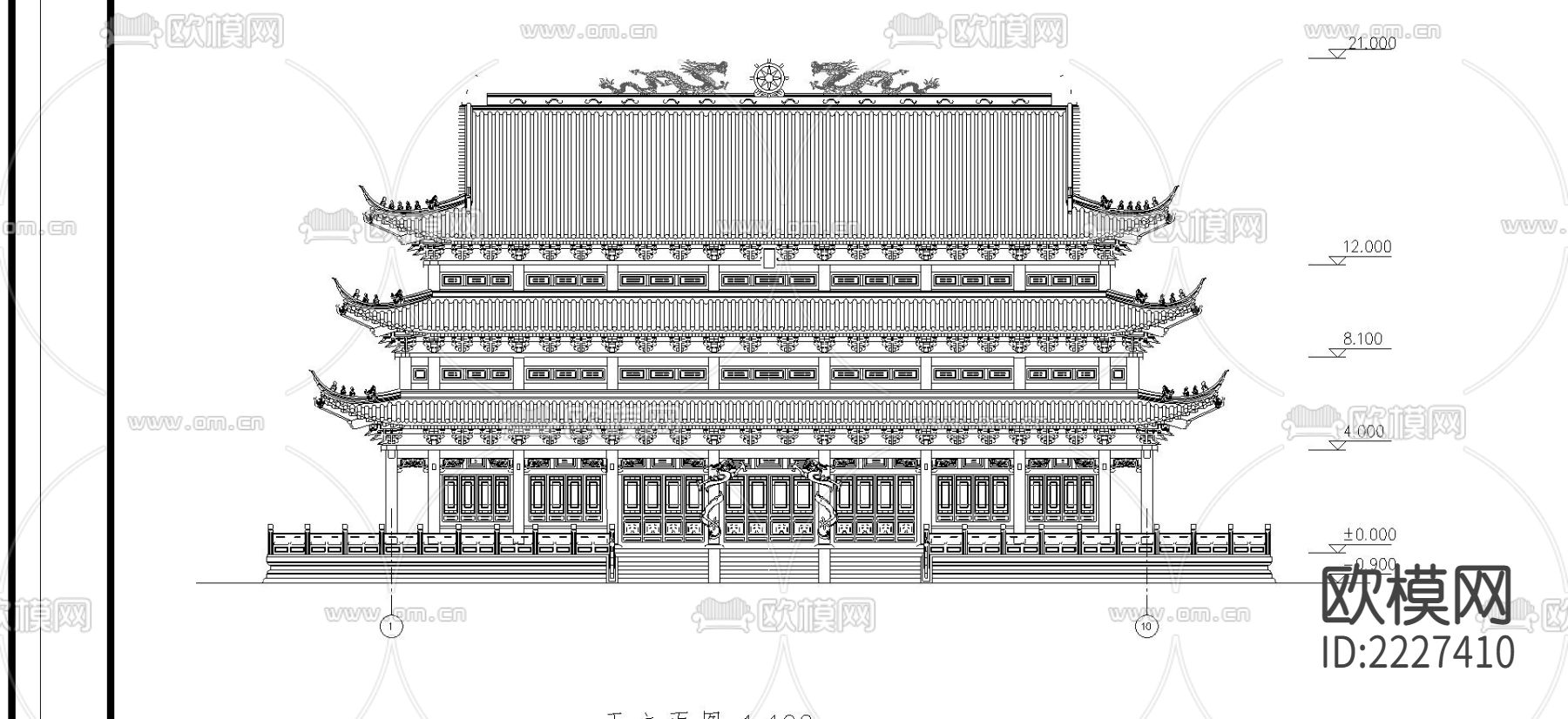 极普寺大雄宝殿cad施工图下载（渲染图3）