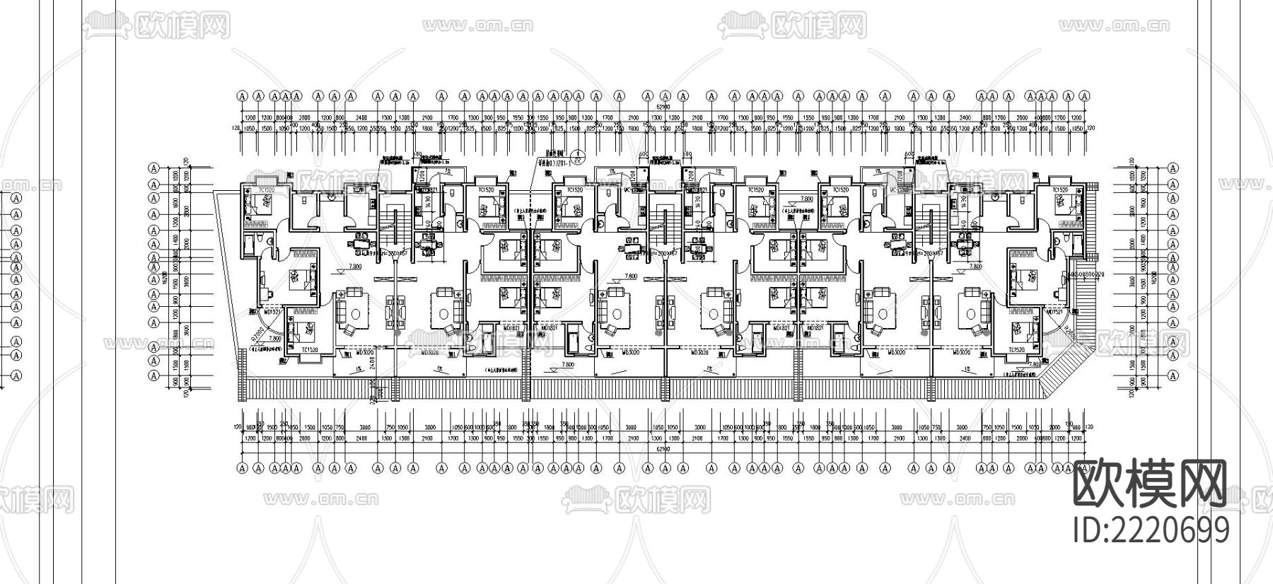 民居商住楼CAD施工图下载（渲染图4）
