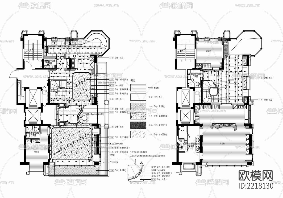 400㎡别墅CAD施工图下载（渲染图3）