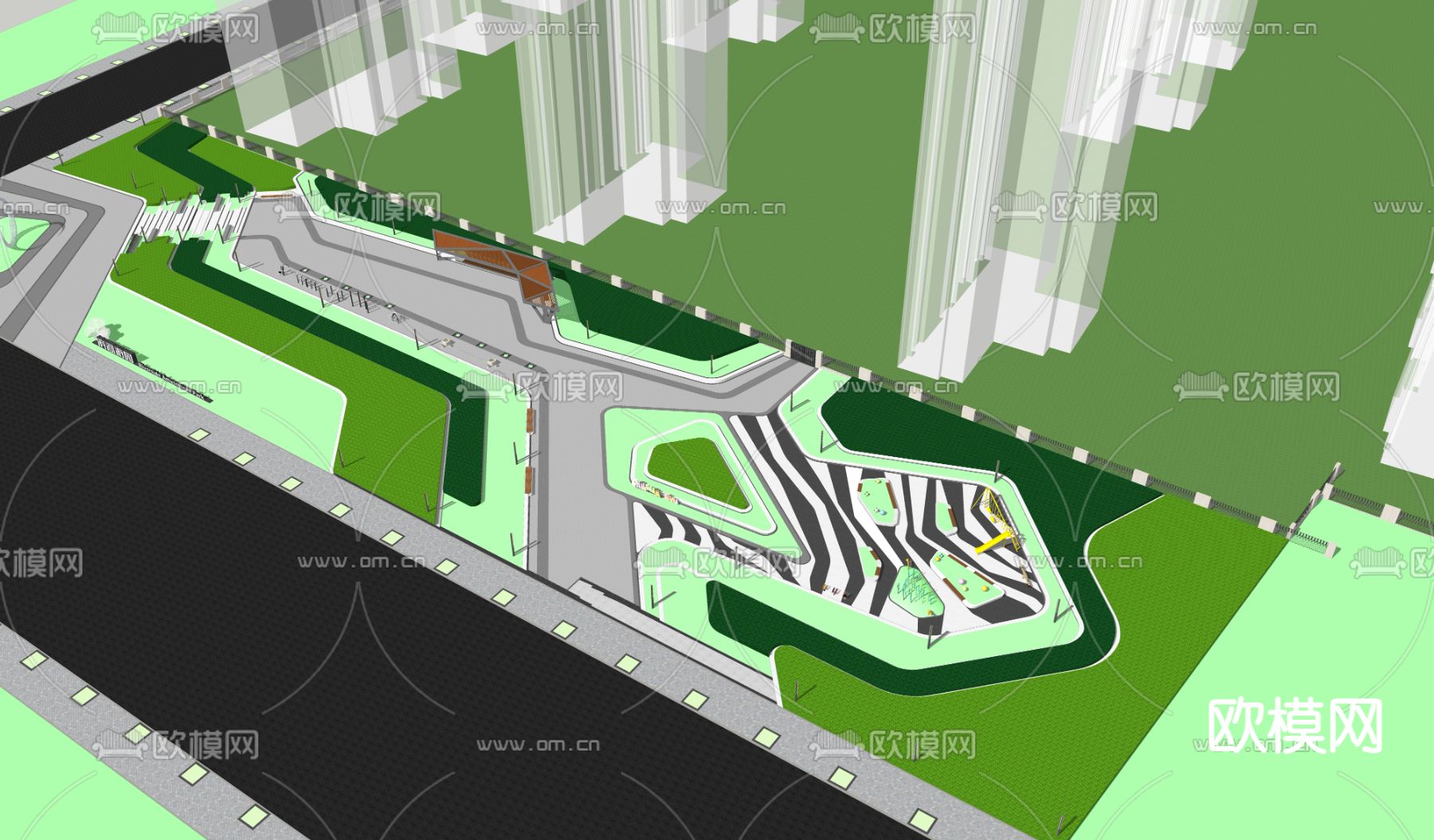现代公园景观su模型下载（渲染图4）