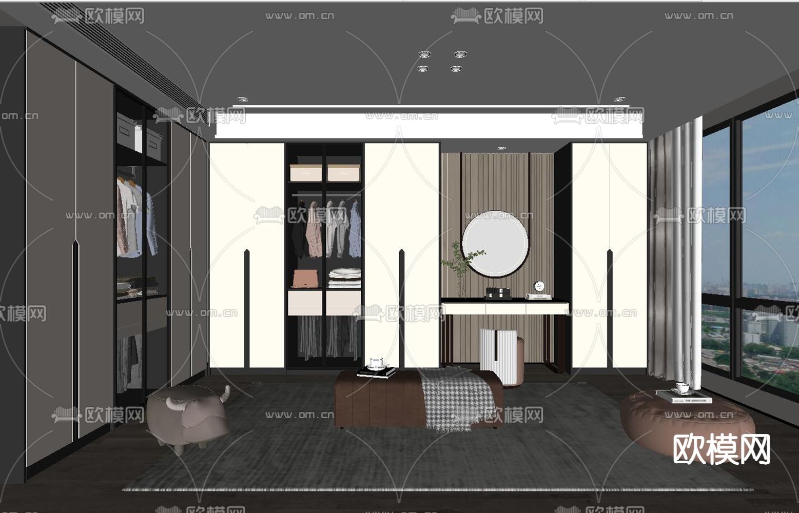 现代衣帽间su模型