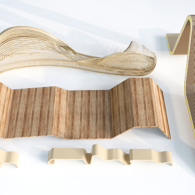  现代户外竹编公共椅子su模型 