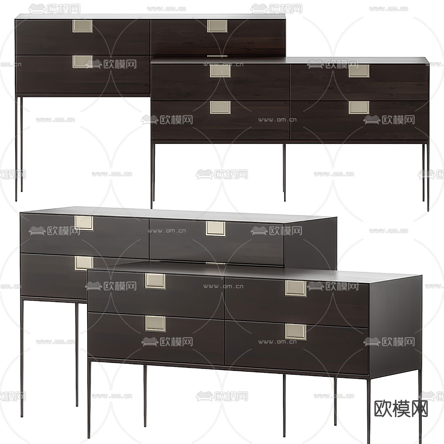 B&B italia 现代木纹玄关斗柜3d模型下载（渲染图1）