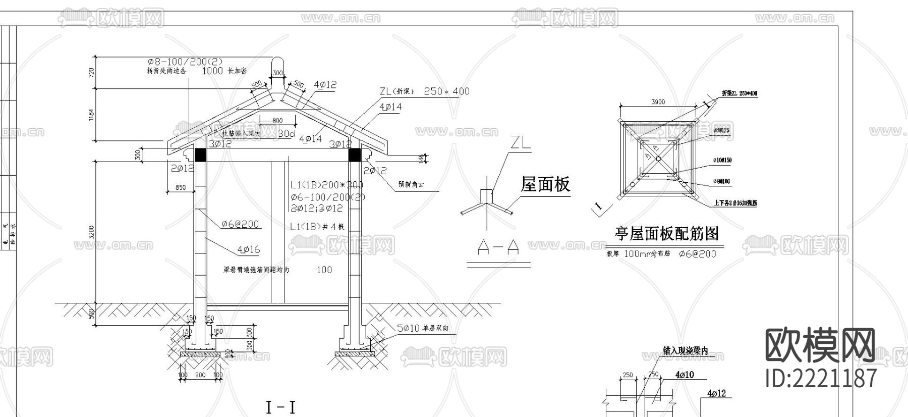 某公园花架亭cad施工图下载（渲染图4）