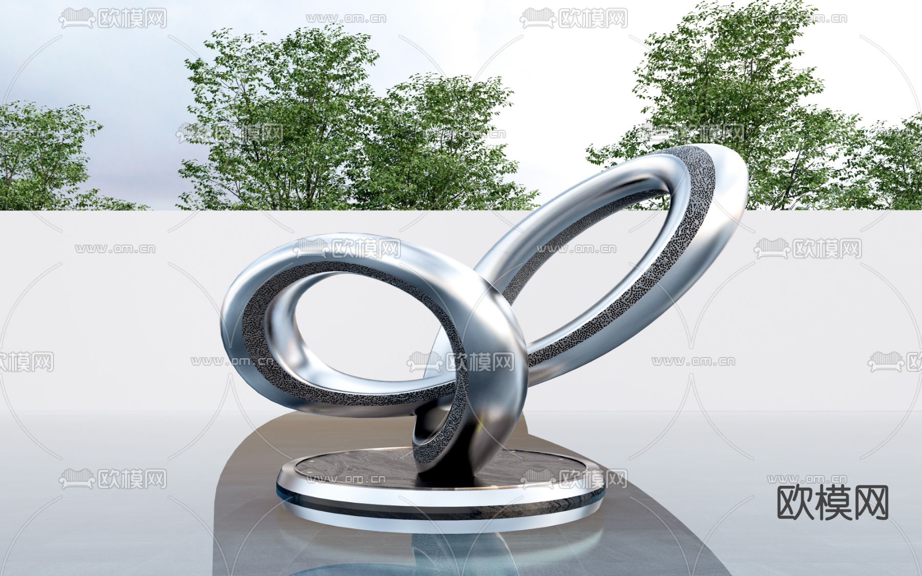 现代艺术抽象雕塑su模型下载（渲染图1）